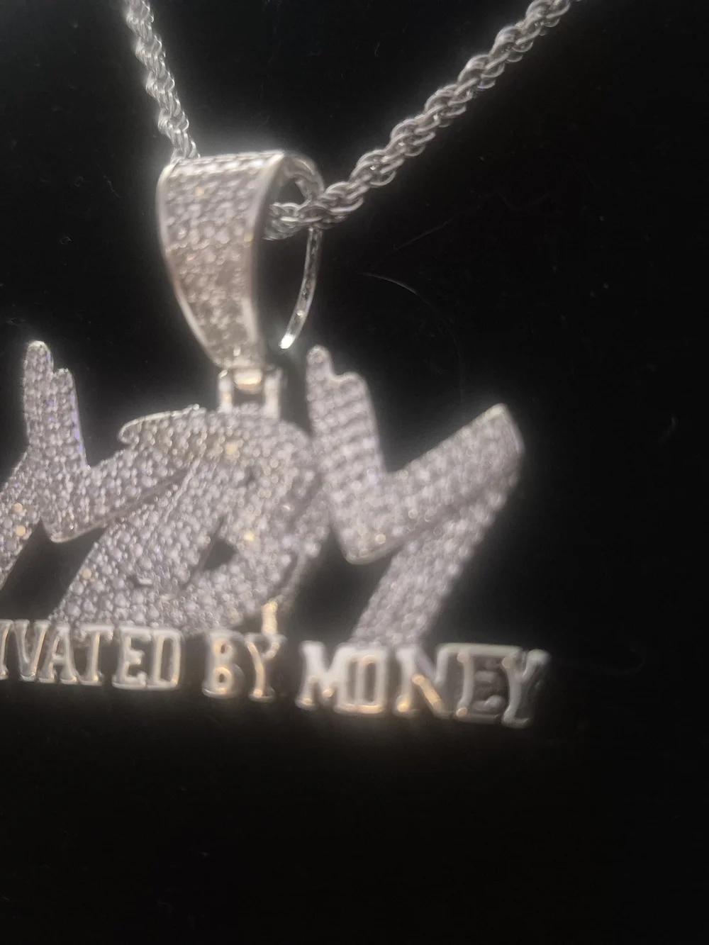 Set: Motivated By Money Silver Pavé Pendant Necklace